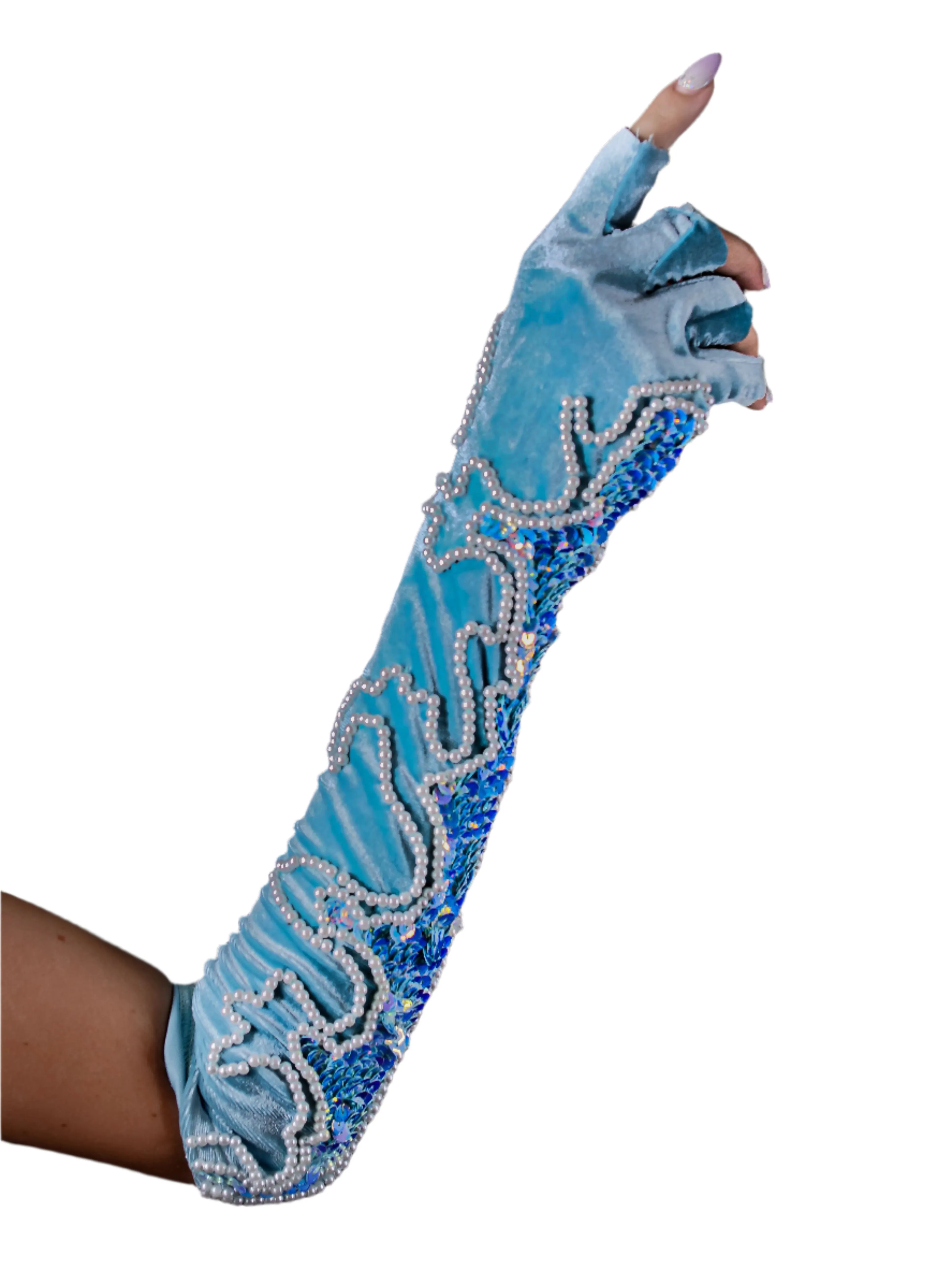 Baby Blue Bandit Fingerless Gloves