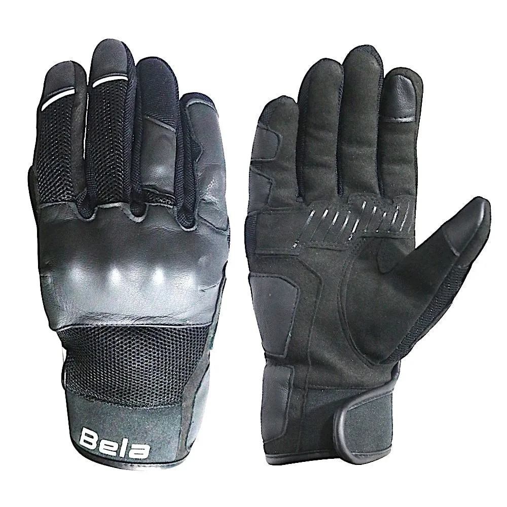 Bela Deluxe Black Leather Touring Gloves - Touchscreen Compatible