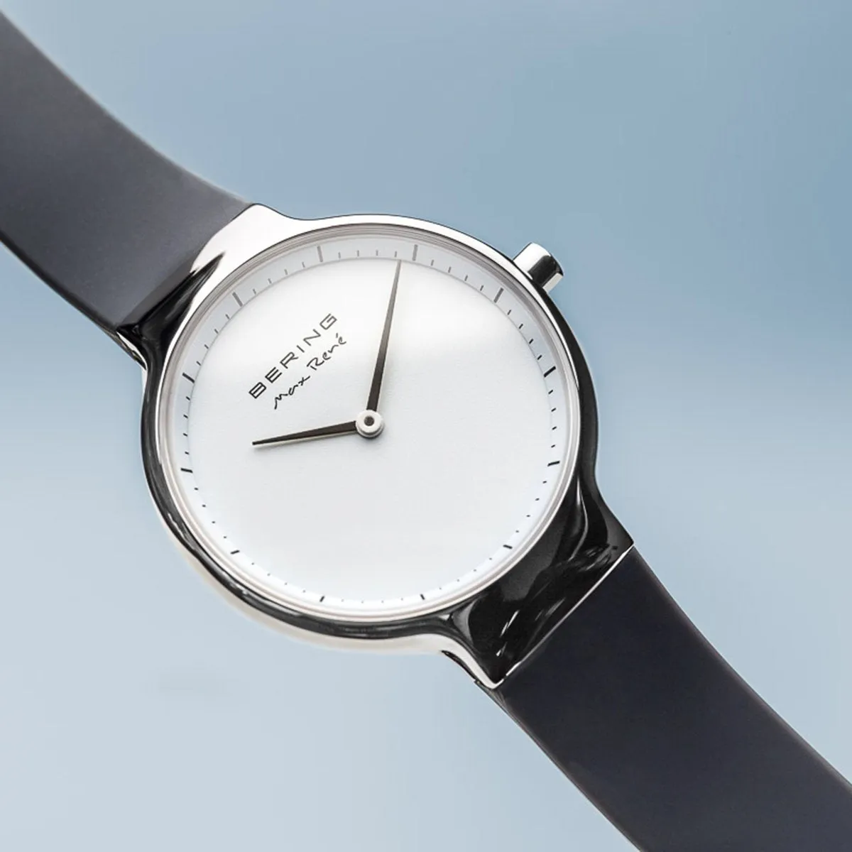 Bering Max René Polished Silver Silicone Watch