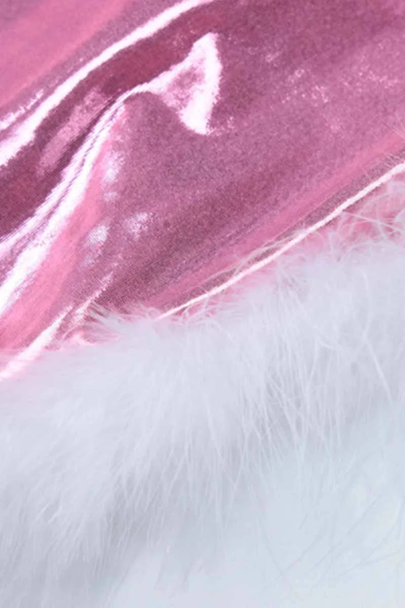 BI661 Metallic Faux Fur Mini Dress