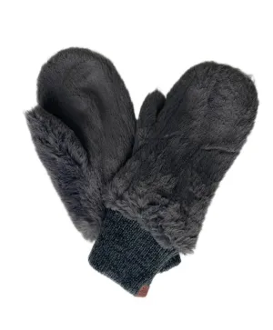 Bickley   Mitchell Women's DK Grey Faux Fur Mittens One Size NWT