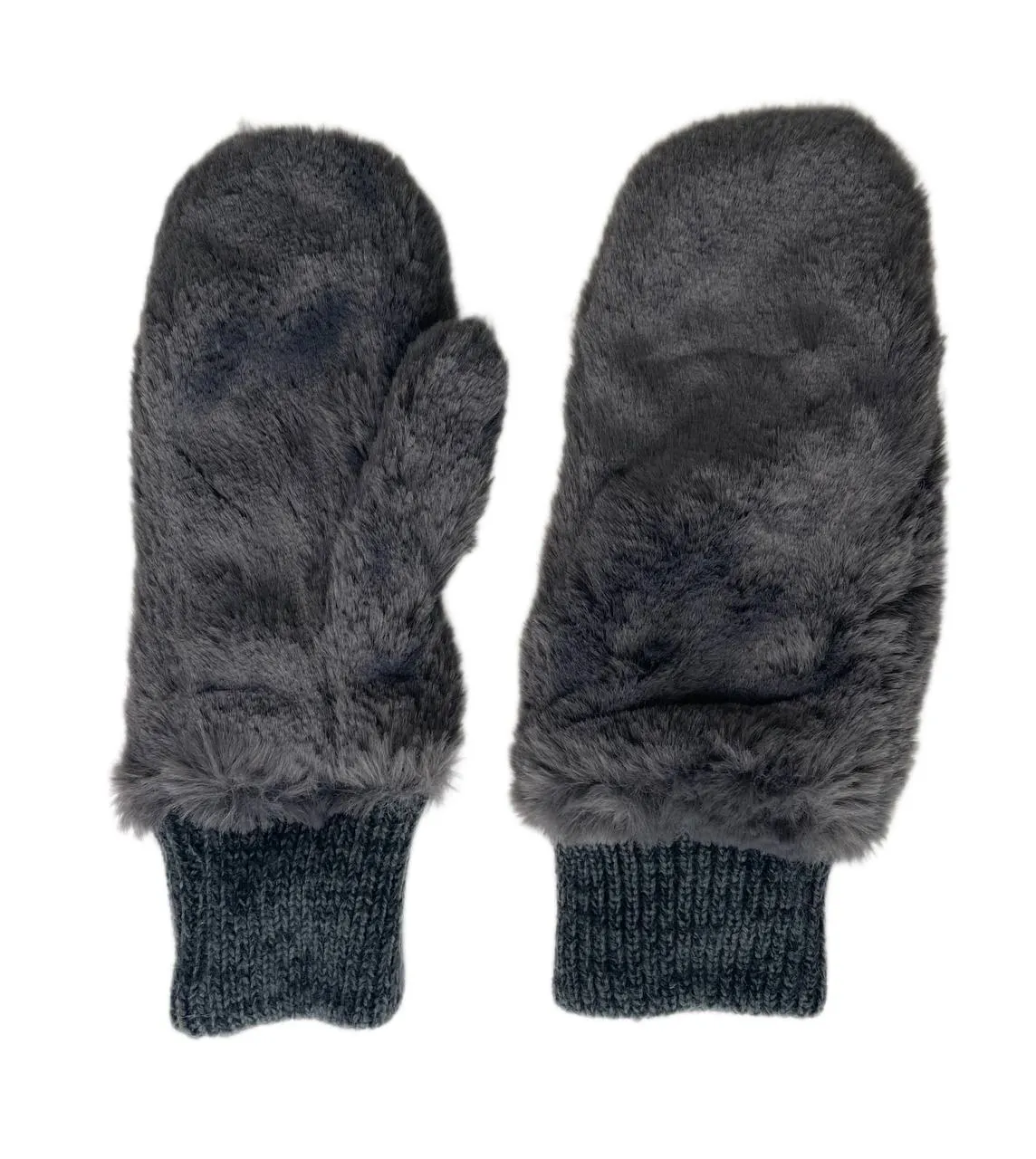 Bickley   Mitchell Women's DK Grey Faux Fur Mittens One Size NWT