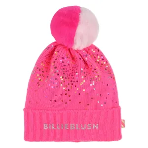 Billie Blush - Logo Beanie with Pom Pom & Sequin - Hot Pink