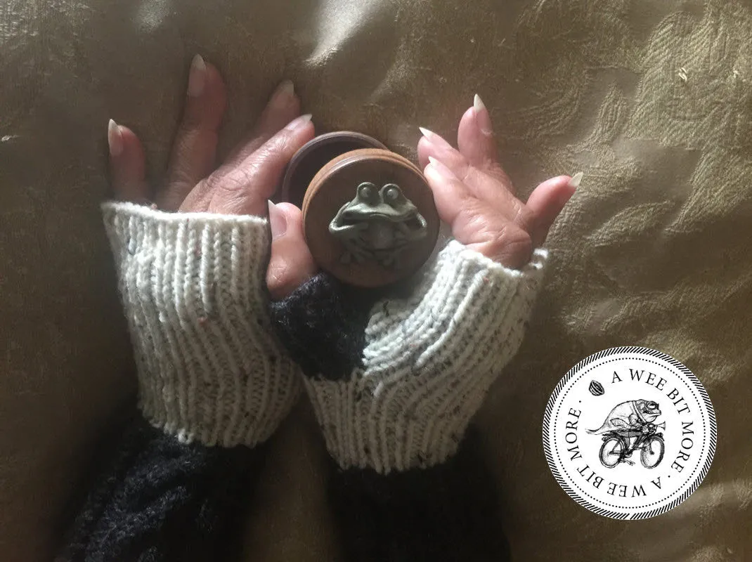 Black & Oatmeal Fingerless Mitts, Vegan