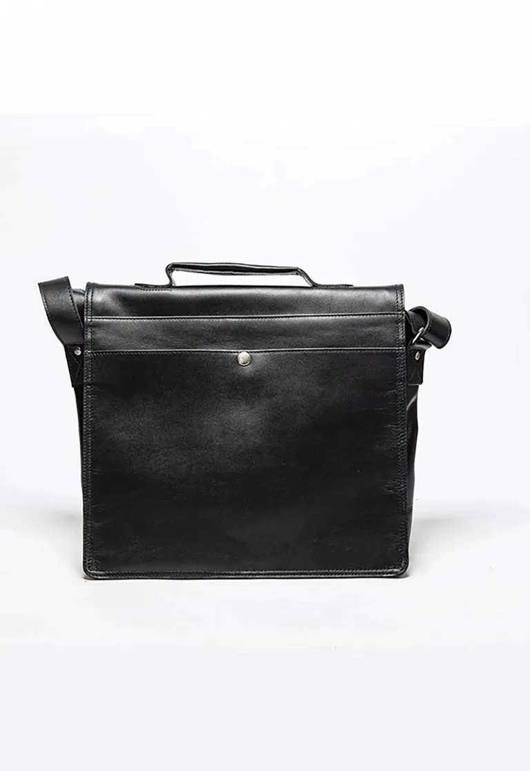 Black Coarse Leather Messenger Bag 2.0