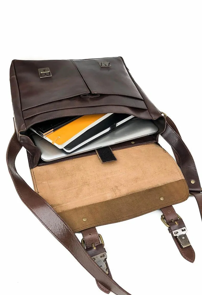 Black Coarse Leather Messenger Bag 2.0