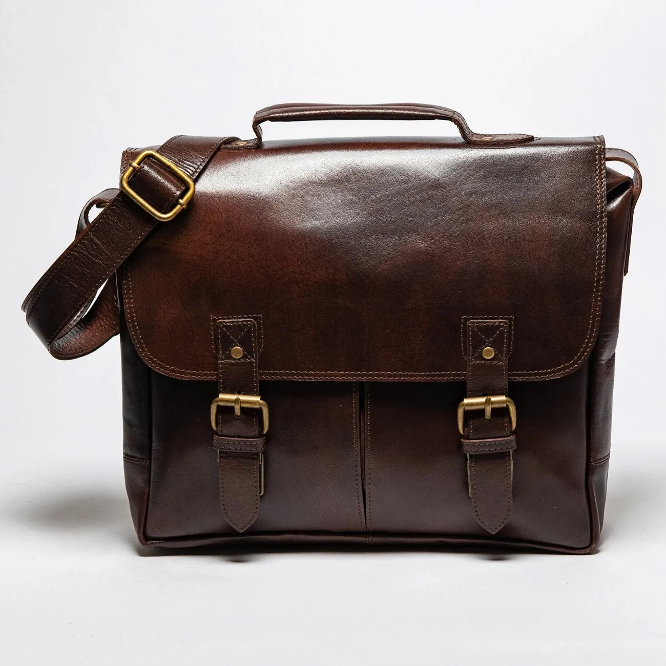 Black Coarse Leather Messenger Bag 2.0