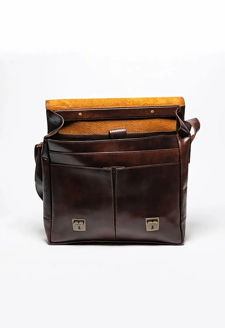 Black Coarse Leather Messenger Bag 2.0