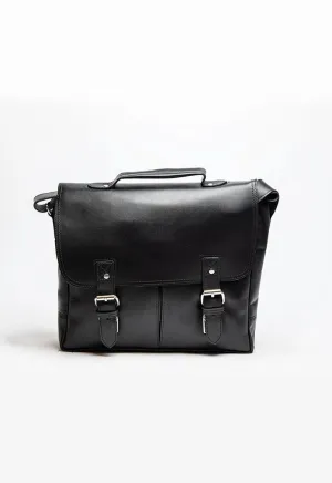 Black Coarse Leather Messenger Bag 2.0