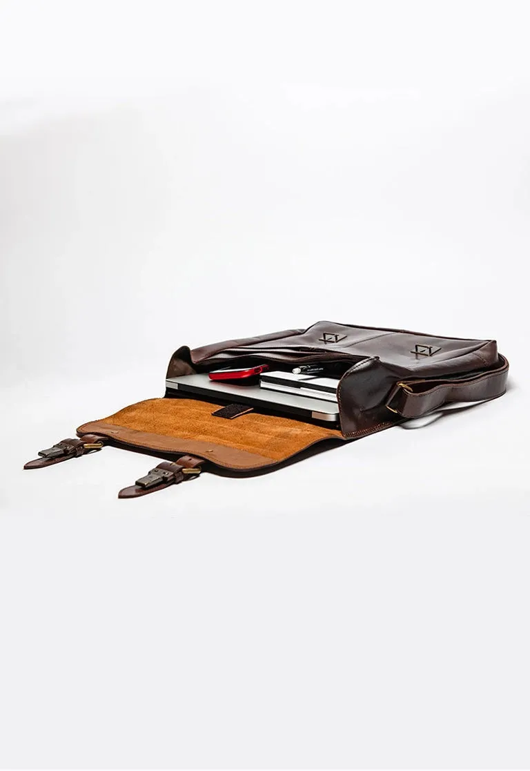 Black Coarse Leather Messenger Bag 2.0