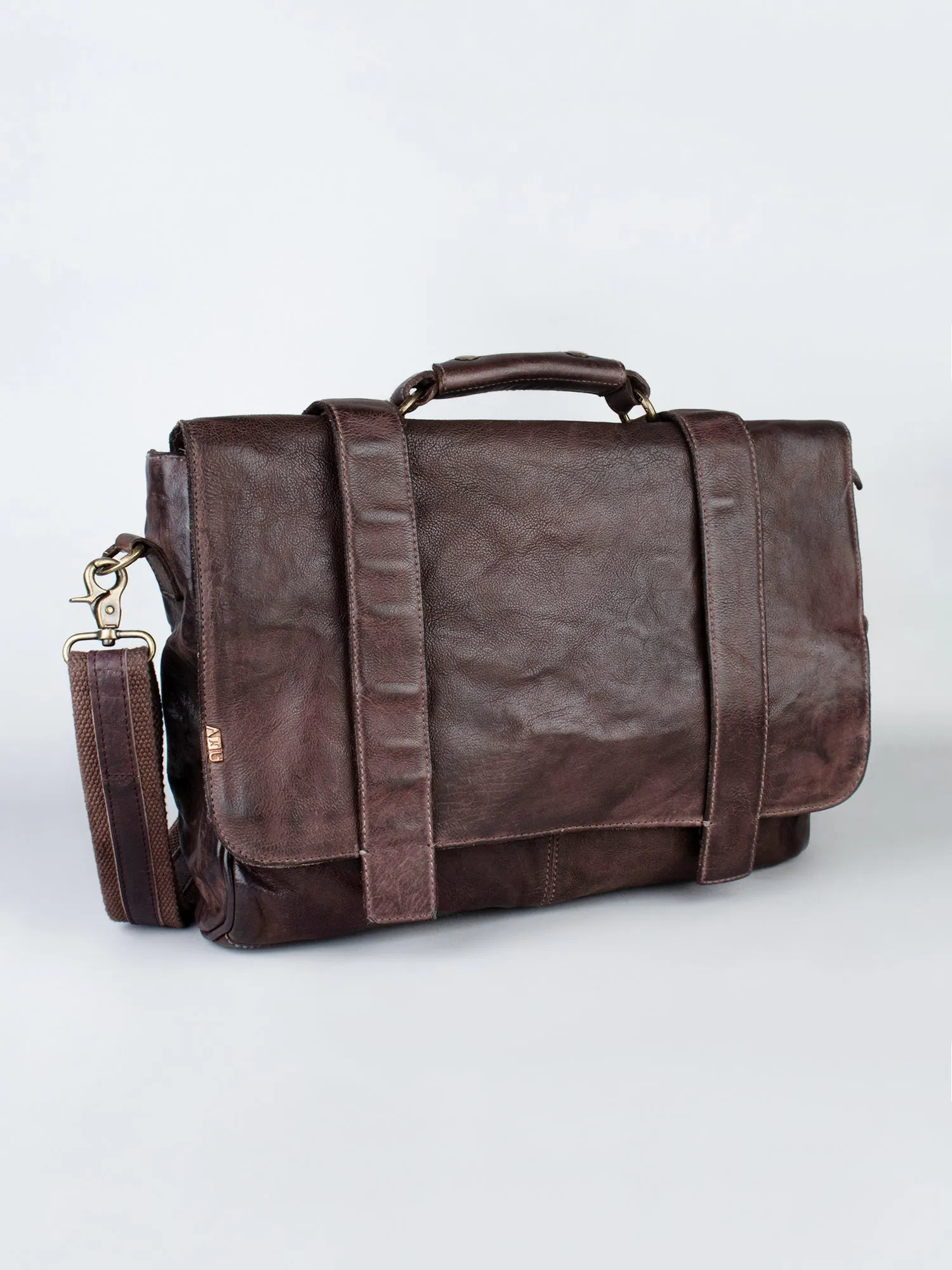 Black Leather Men's Messenger Bag By Art N Vintage
