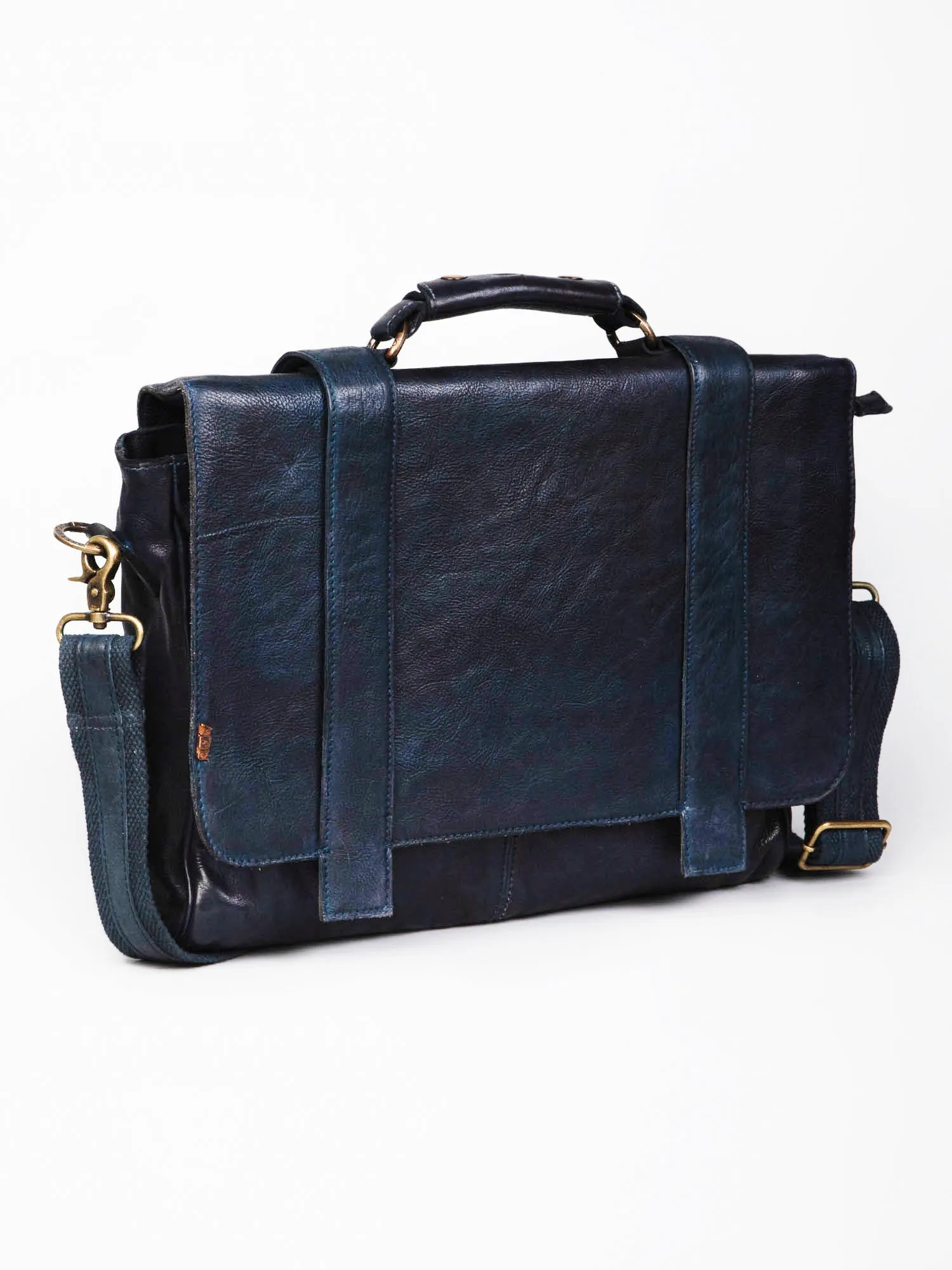 Black Leather Men's Messenger Bag By Art N Vintage