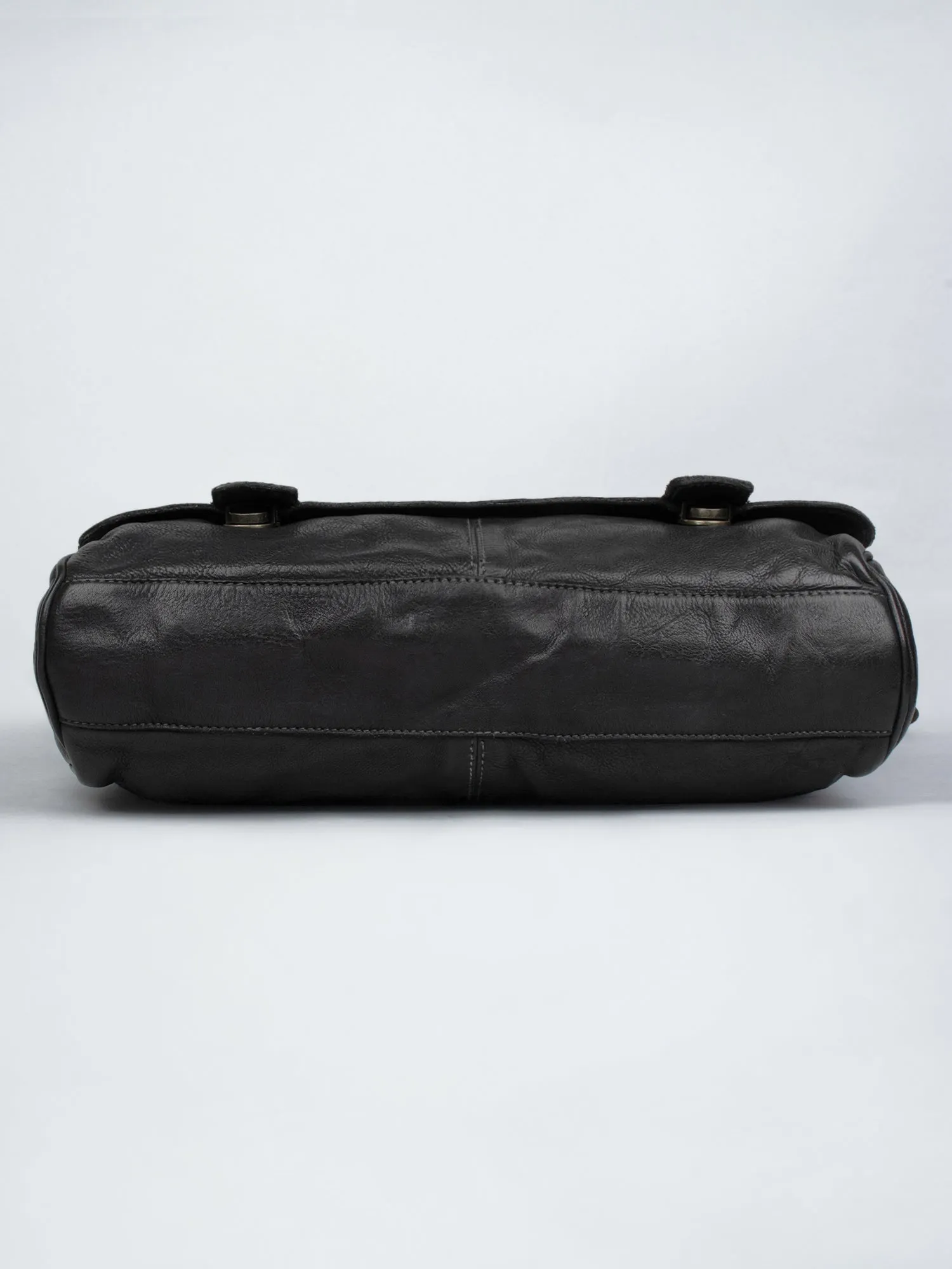 Black Leather Men's Messenger Bag By Art N Vintage