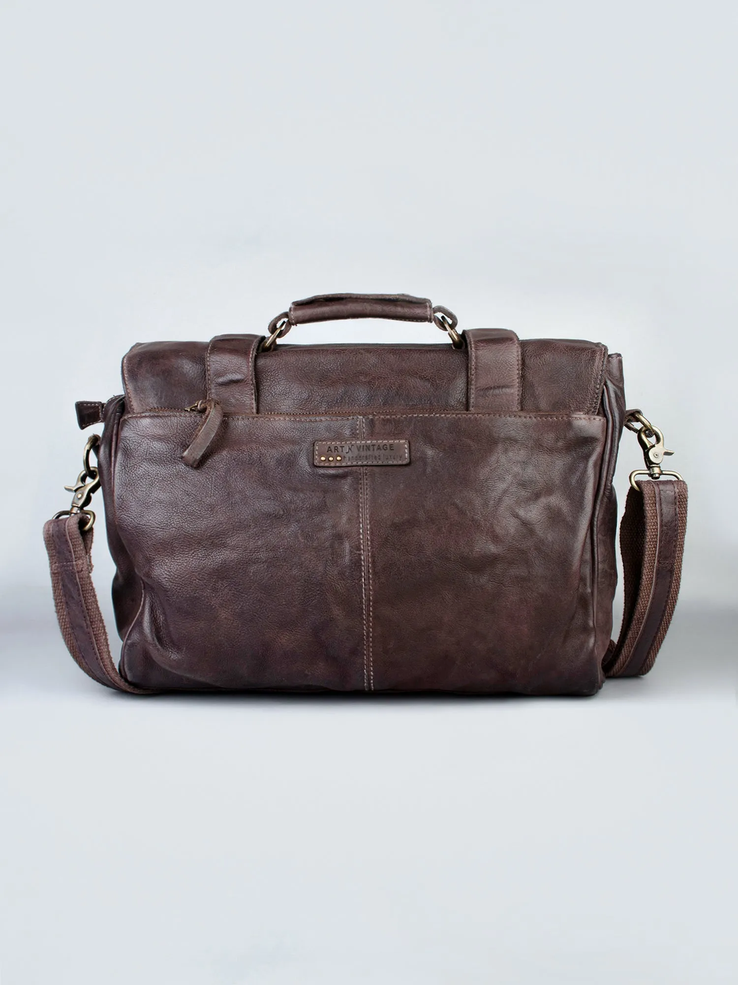 Black Leather Men's Messenger Bag By Art N Vintage