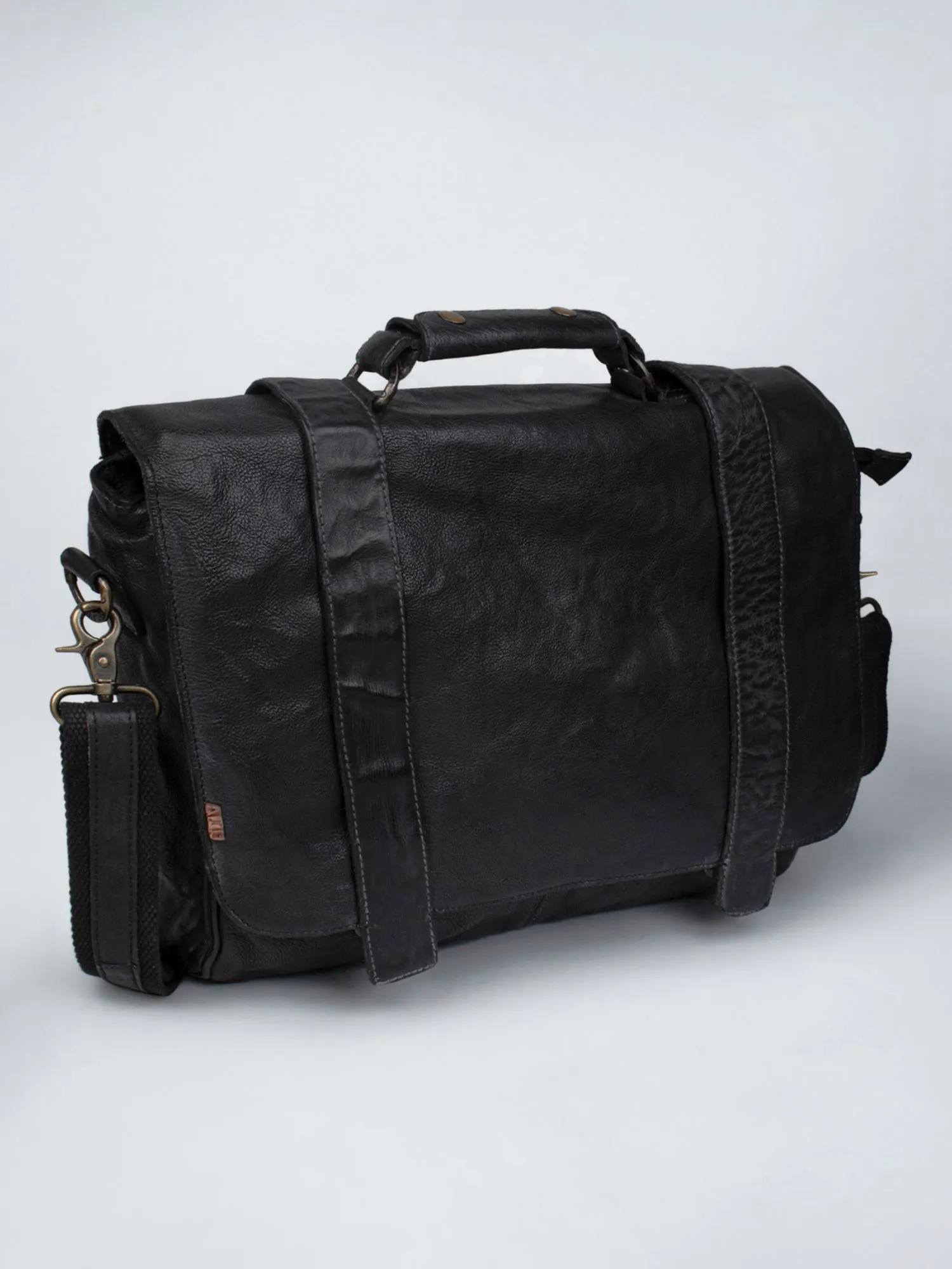 Black Leather Men's Messenger Bag By Art N Vintage