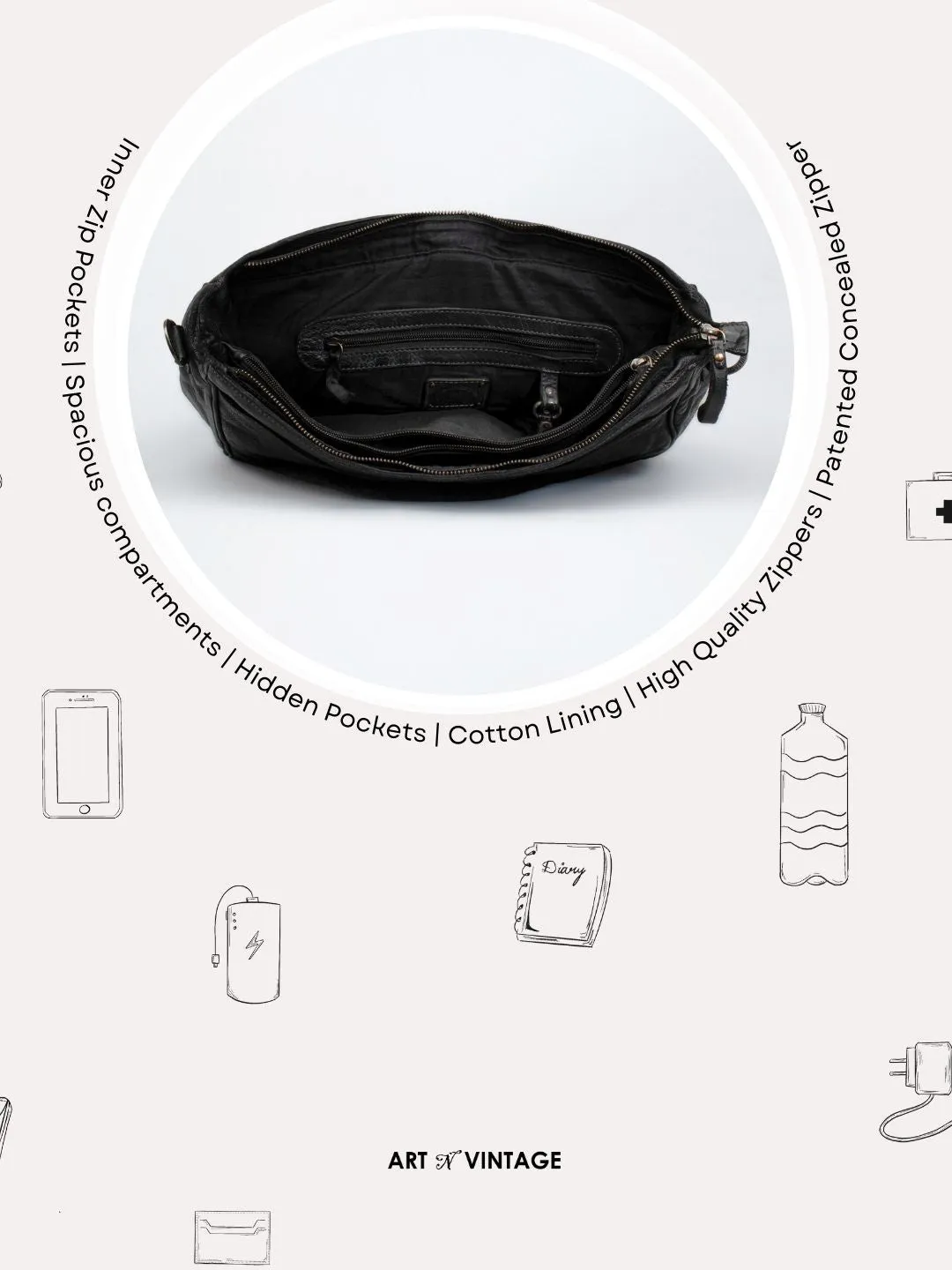 Black Leather Men's Messenger Bag By Art N Vintage