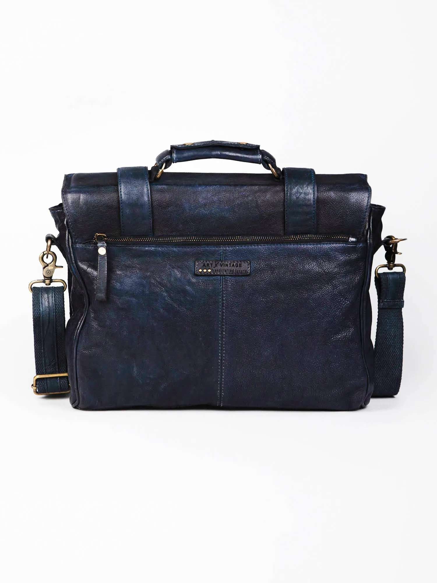 Black Leather Men's Messenger Bag By Art N Vintage
