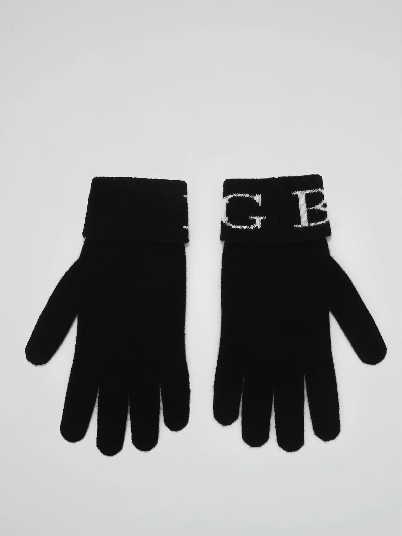 Black Logo Cashmere Knitted Gloves