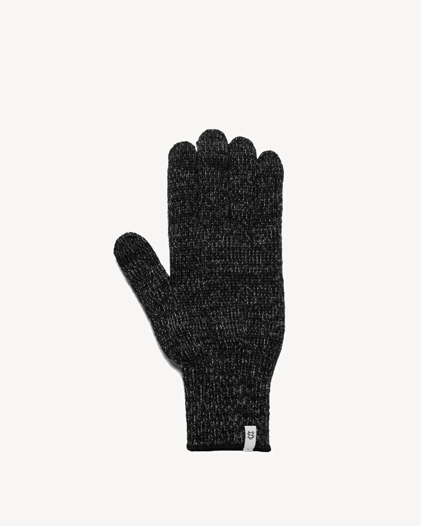 Black Melange Ragg Wool Full Glove - Medium