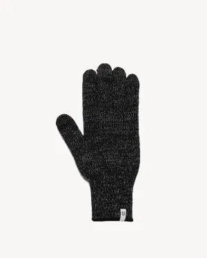 Black Melange Ragg Wool Full Glove - Medium