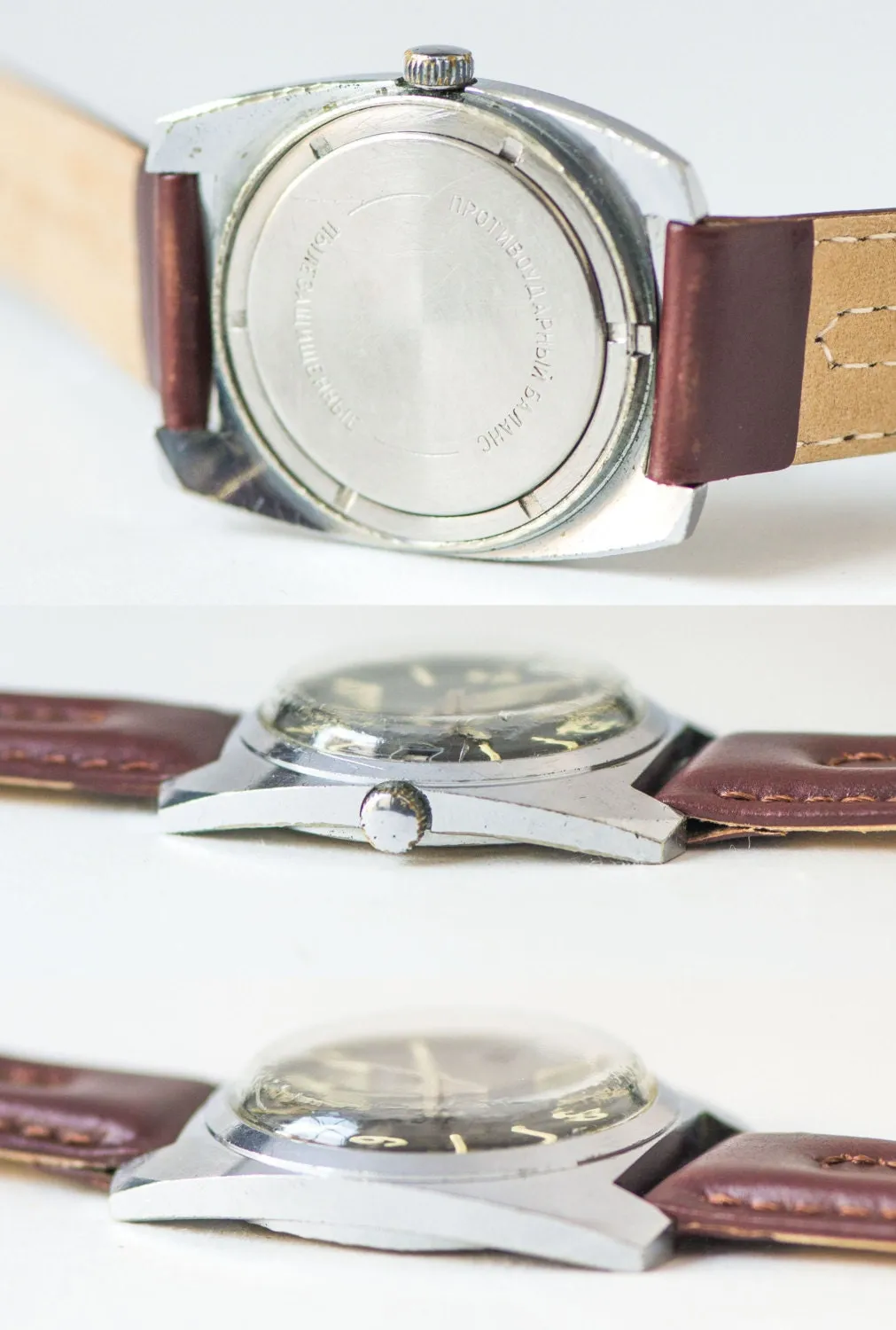 Black military men's watch tomboy, shockproof men watch, dust proof men watch Komandirskie, mechanical watch 70s, new nylon or leather strap