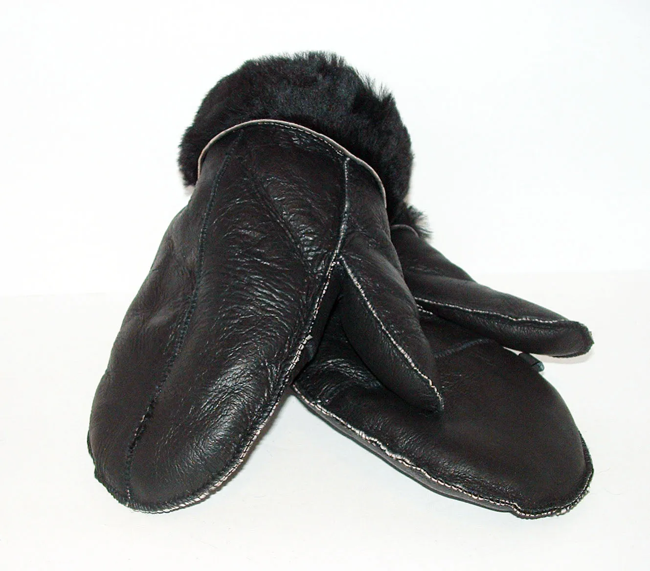 Black Sheepskin Shearling Mittens