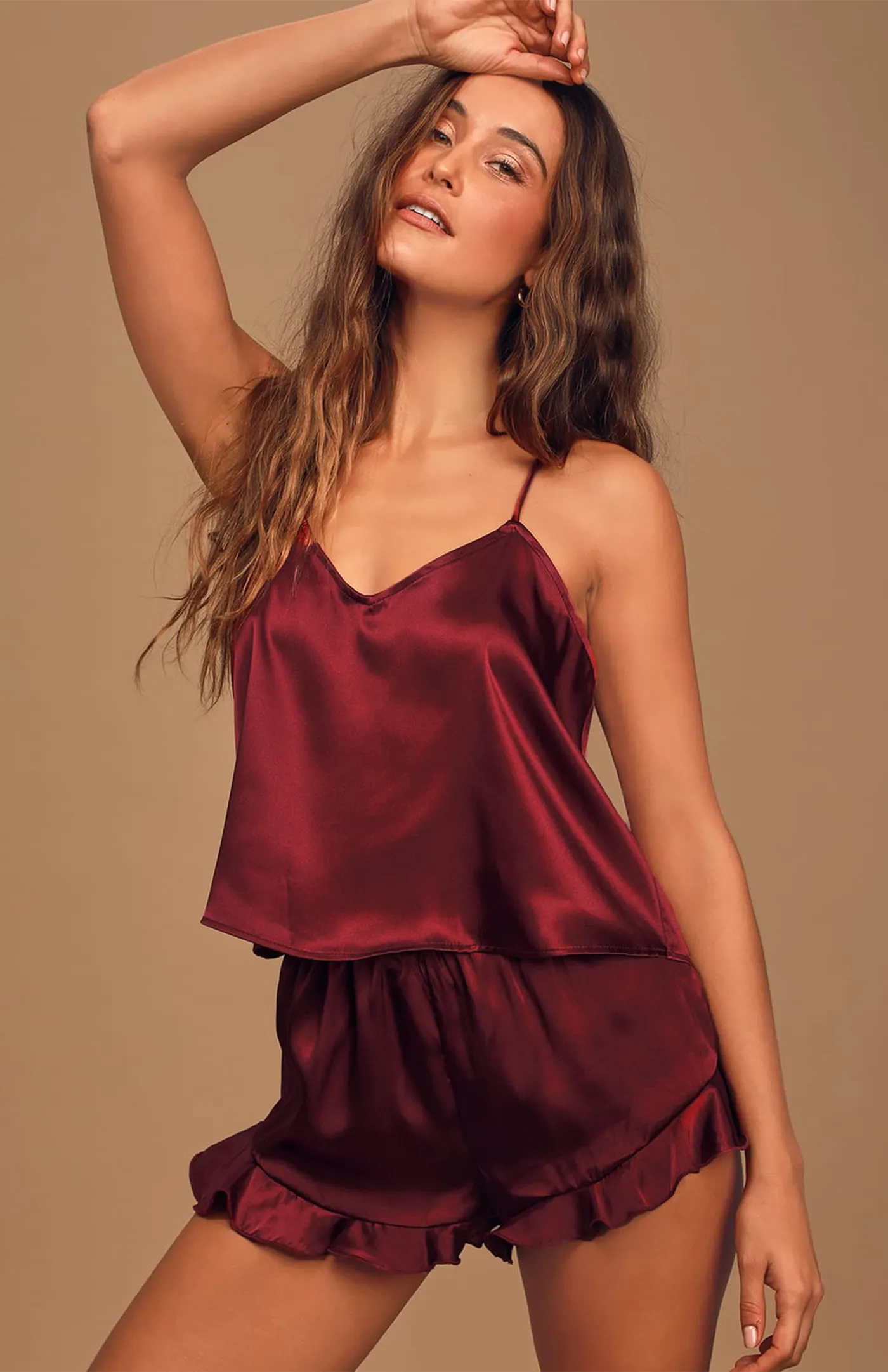 Blood Rose | Red Satin Camisole & Shorts Set