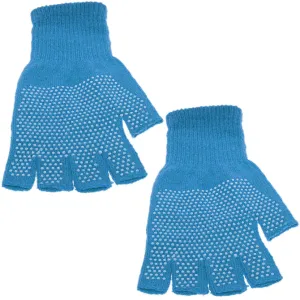 Blue Dotted Fingerless Mitten Gloves