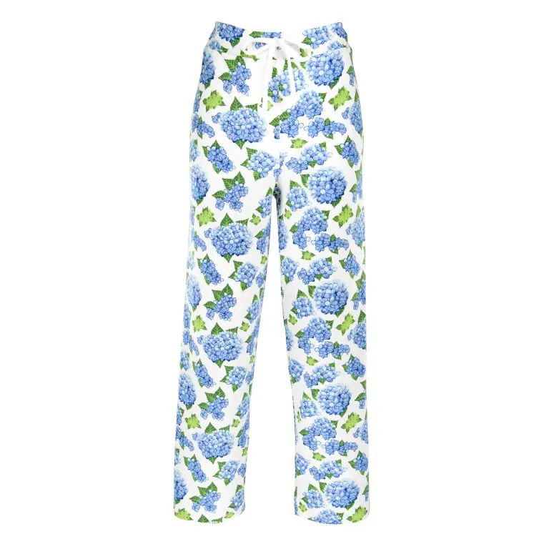 Blue Hydrangea Pj Pant - White/Blue
