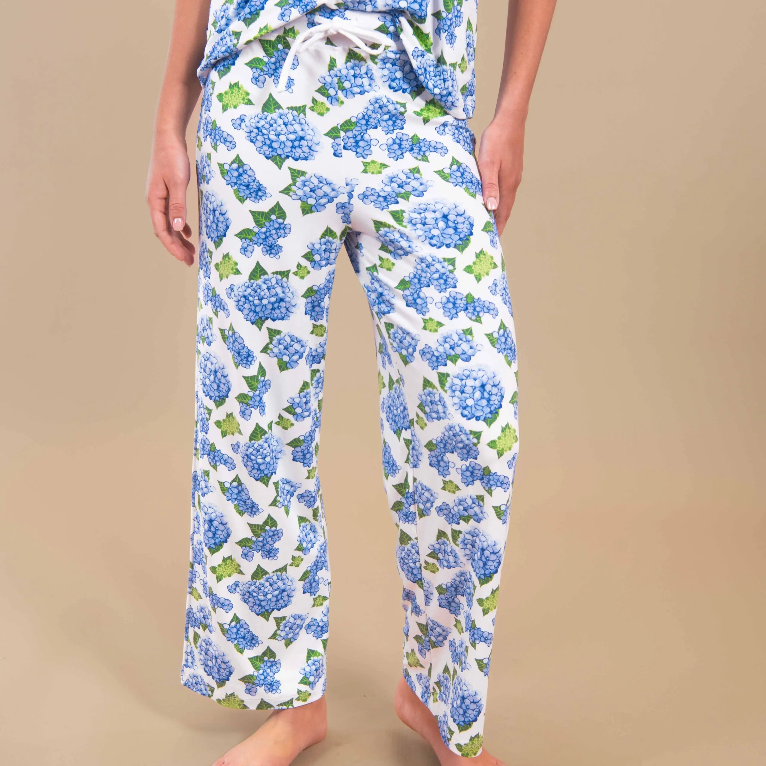 Blue Hydrangea Pj Pant - White/Blue