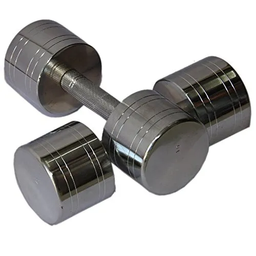 Body Maxx 78008 Chrome Steel Dumbbell Set, 5Kg Pack of 2