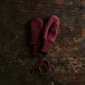 Boiled Merino Wool Mittens - Cassis