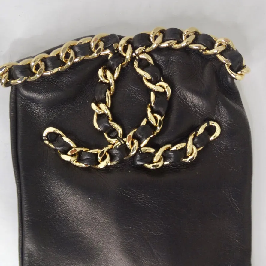 Brand New Chanel FW2020 Interlocking C Logo Leather Fingerless Gloves