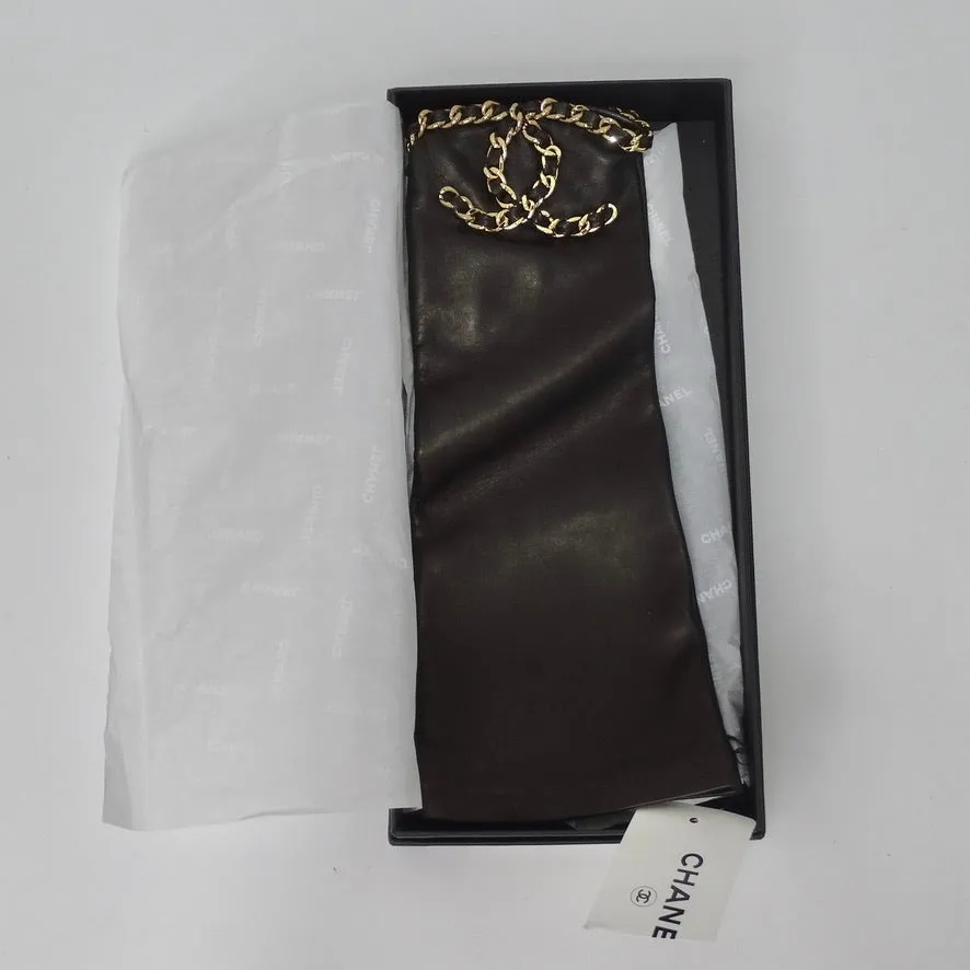 Brand New Chanel FW2020 Interlocking C Logo Leather Fingerless Gloves