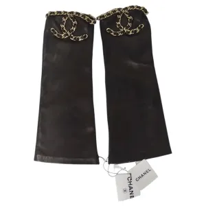 Brand New Chanel FW2020 Interlocking C Logo Leather Fingerless Gloves