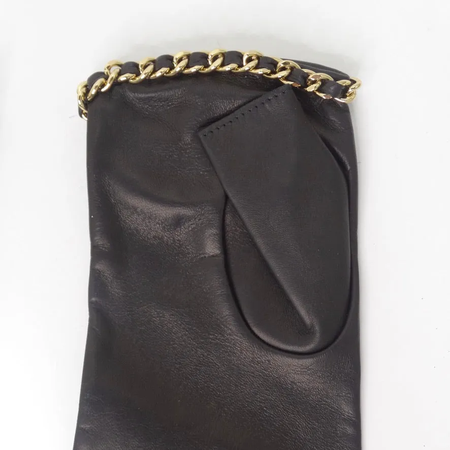 Brand New Chanel FW2020 Interlocking C Logo Leather Fingerless Gloves