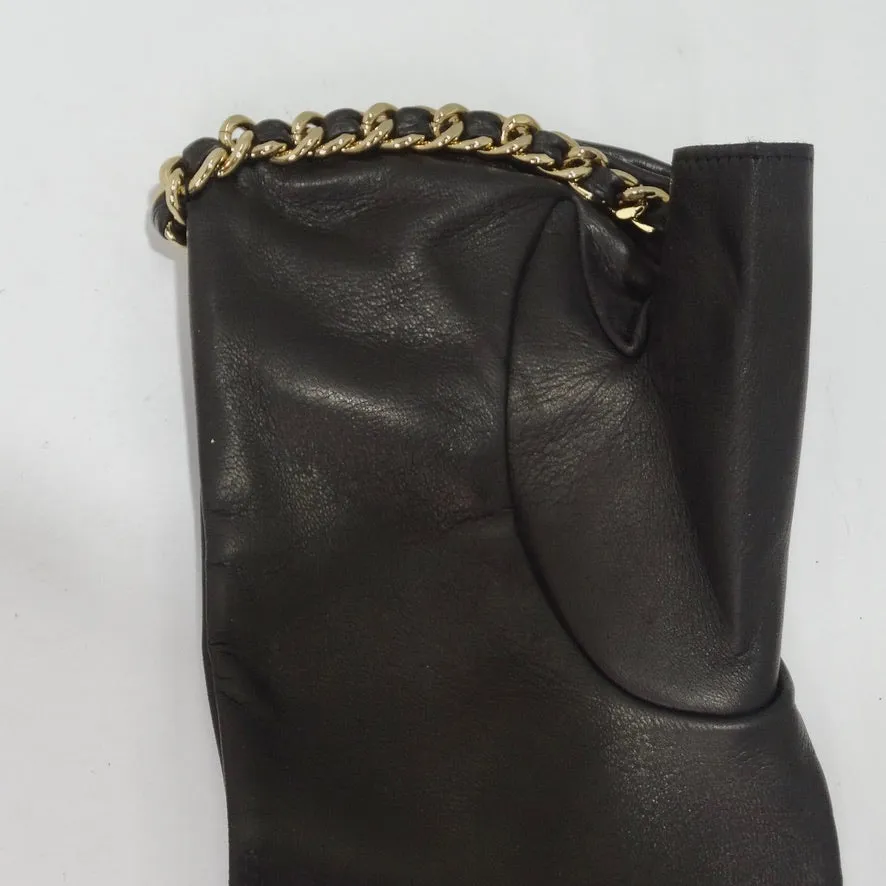 Brand New Chanel FW2020 Interlocking C Logo Leather Fingerless Gloves