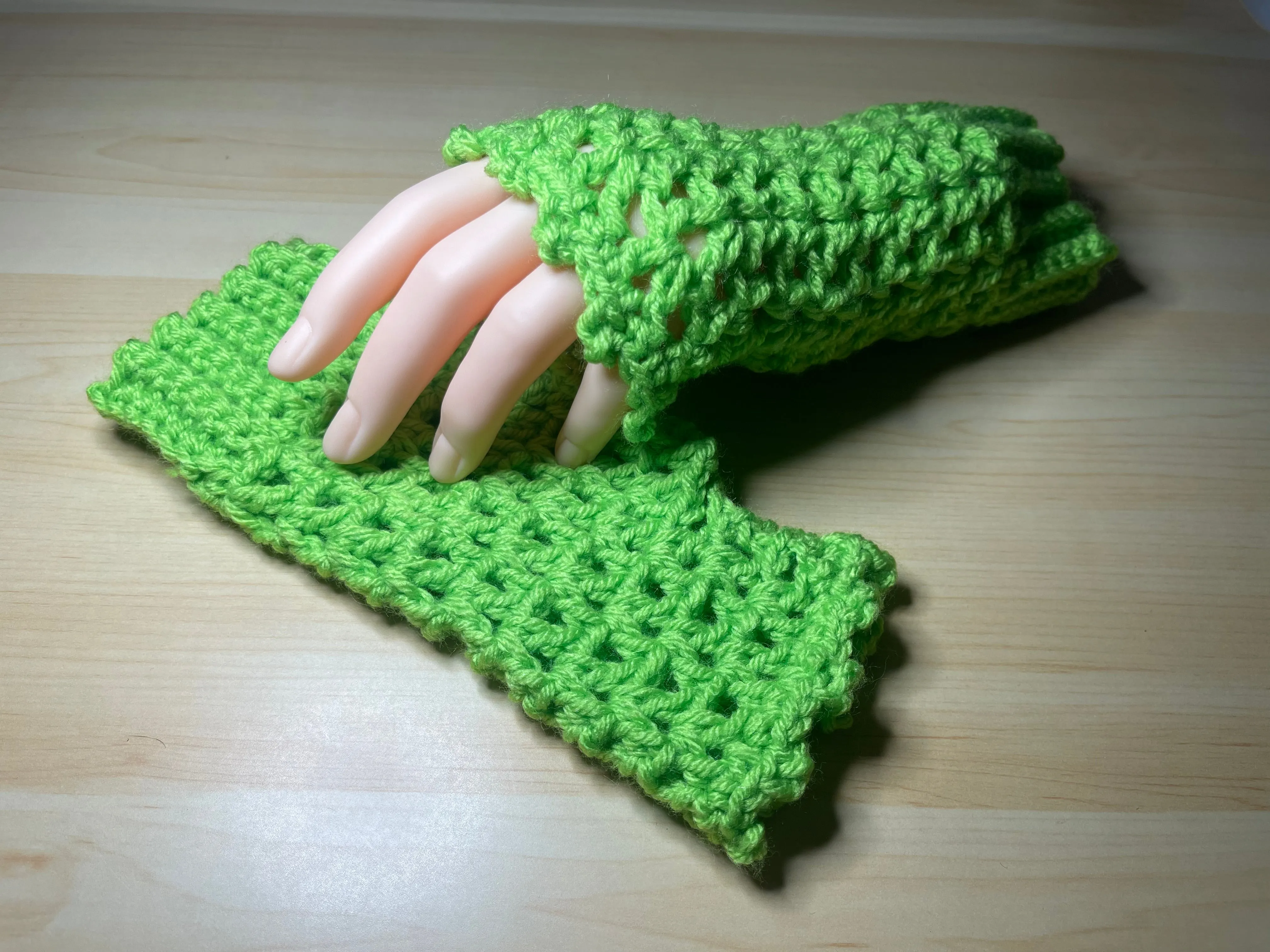 Bright Green Fingerless Gloves