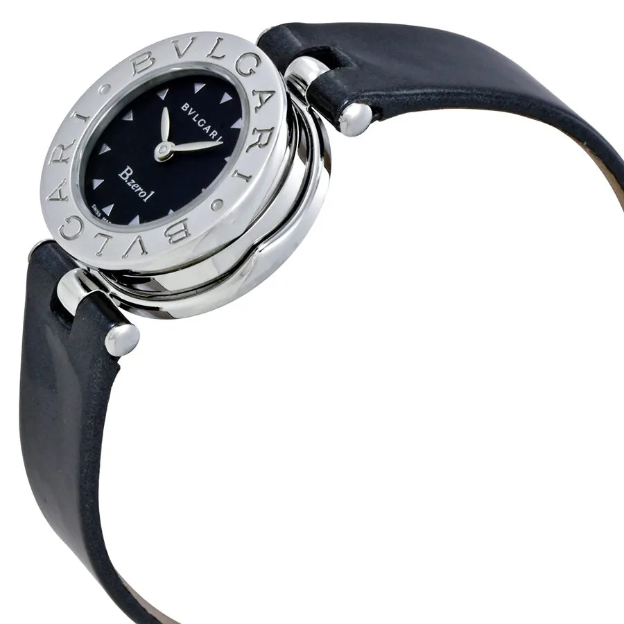 Bvlgari B.zero1 Black Dial Black Leather Strap Ladies Watch 100907