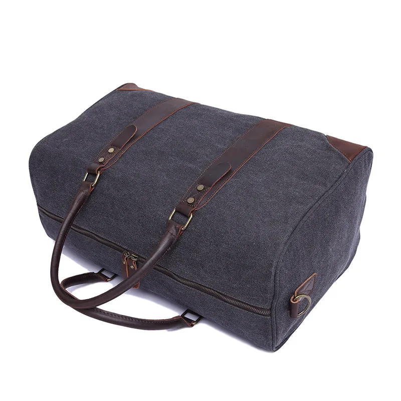 Canvas Duffle Bag Vintage Canvas Travel Weekend Bag Carry On Bag With Shoes Compartment