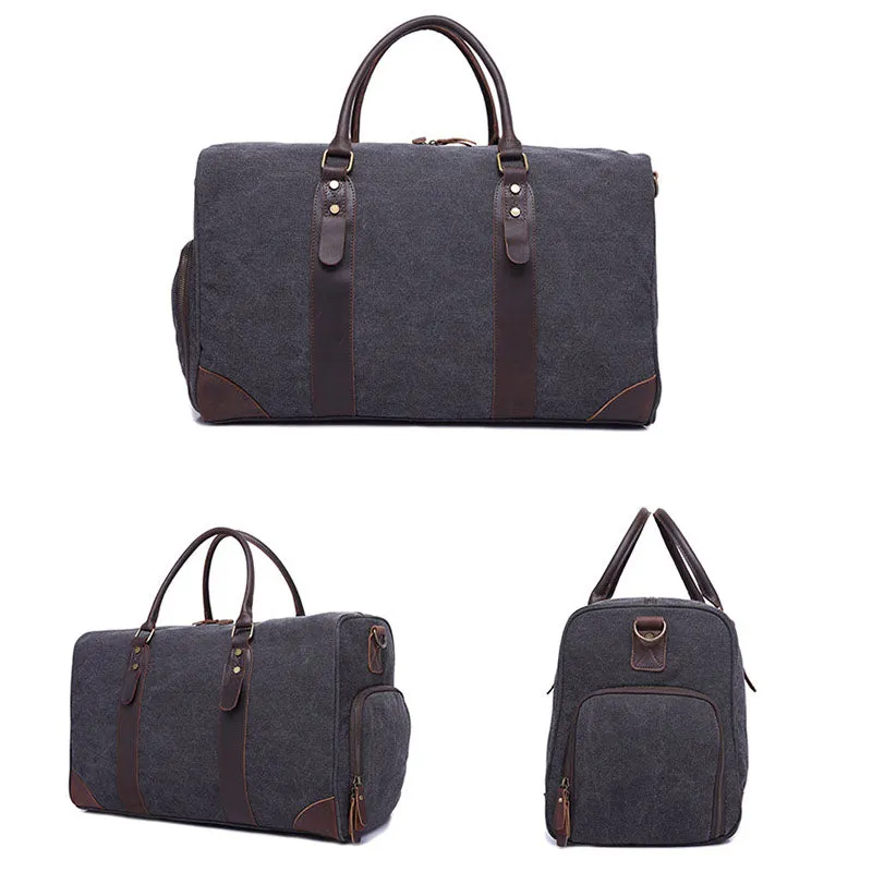 Canvas Duffle Bag Vintage Canvas Travel Weekend Bag Carry On Bag With Shoes Compartment