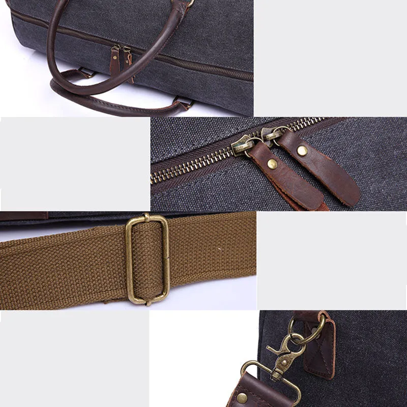 Canvas Duffle Bag Vintage Canvas Travel Weekend Bag Carry On Bag With Shoes Compartment