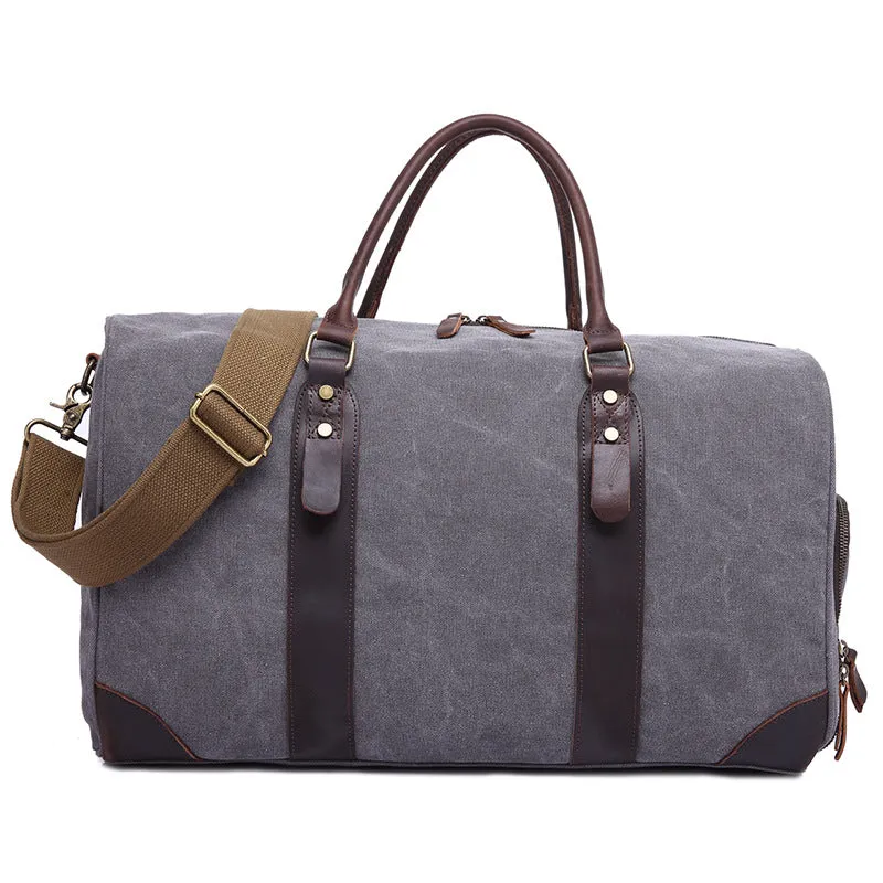 Canvas Duffle Bag Vintage Canvas Travel Weekend Bag Carry On Bag With Shoes Compartment
