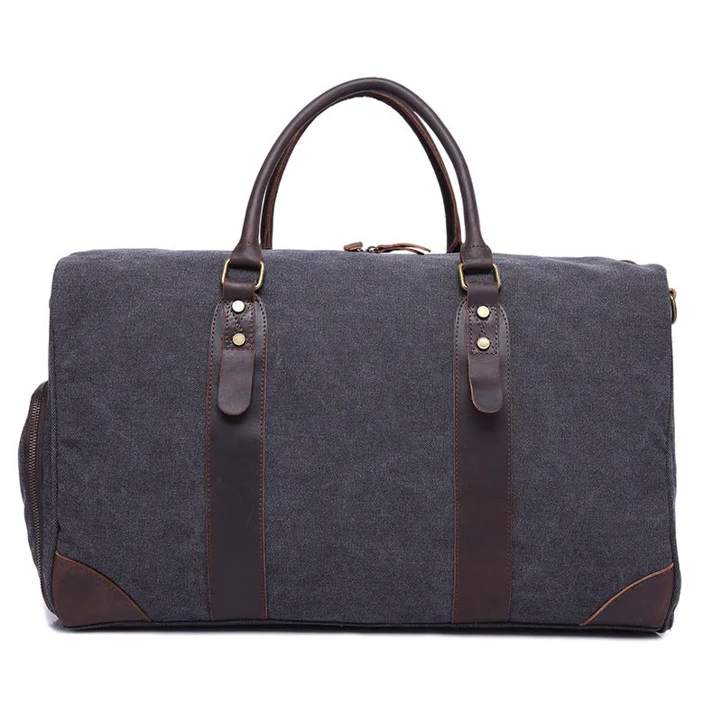 Canvas Duffle Bag Vintage Canvas Travel Weekend Bag Carry On Bag With Shoes Compartment