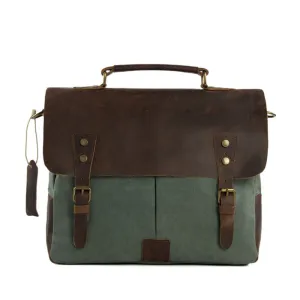 Canvas Leather Bag Briefcase Messenger Bag Shoulder Bag Laptop Bag 1807