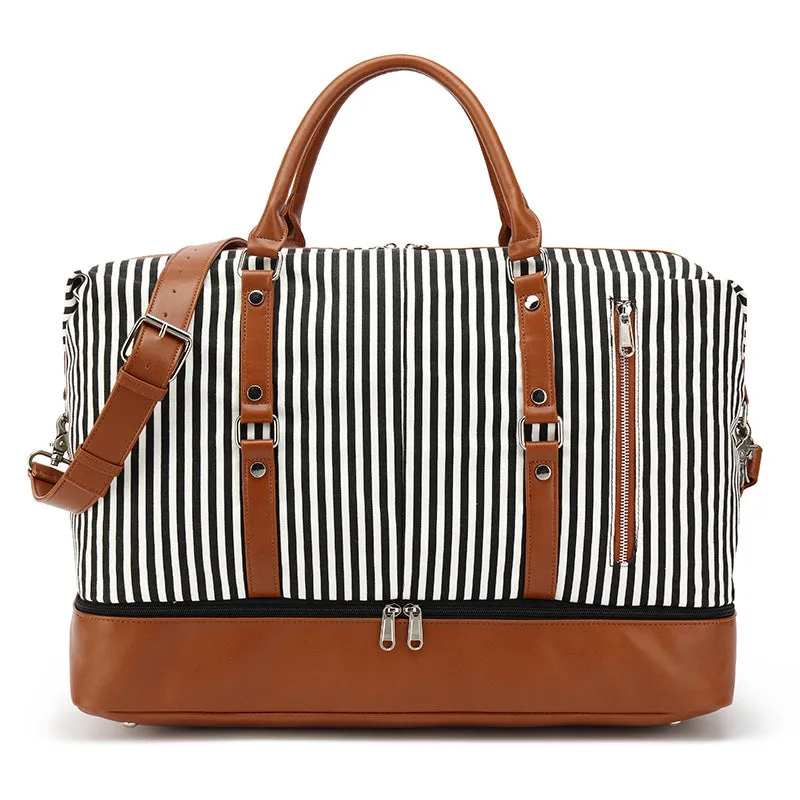 Canvas Travel Bag Waterproof Canvas Gym Bag Stylish Canvas Leather Duffel Bag Unisex Weekender Bag
