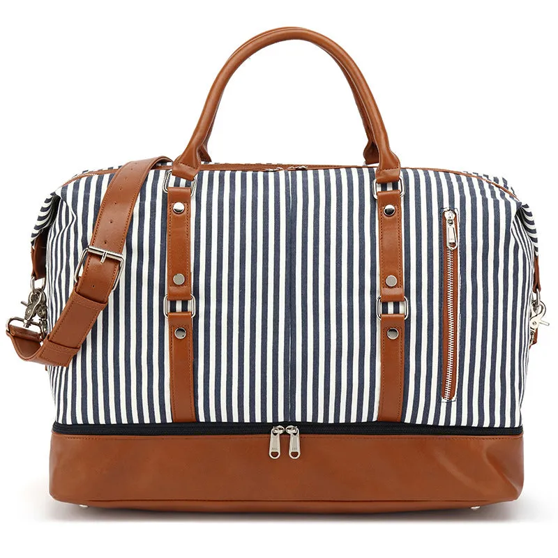 Canvas Travel Bag Waterproof Canvas Gym Bag Stylish Canvas Leather Duffel Bag Unisex Weekender Bag