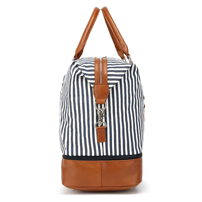 Canvas Travel Bag Waterproof Canvas Gym Bag Stylish Canvas Leather Duffel Bag Unisex Weekender Bag
