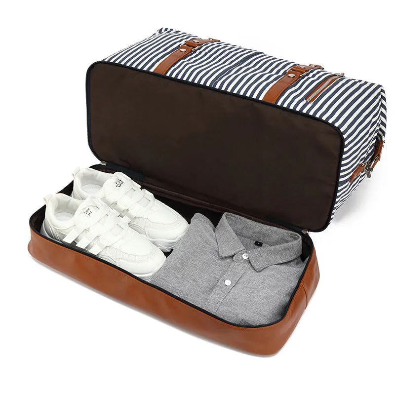 Canvas Travel Bag Waterproof Canvas Gym Bag Stylish Canvas Leather Duffel Bag Unisex Weekender Bag