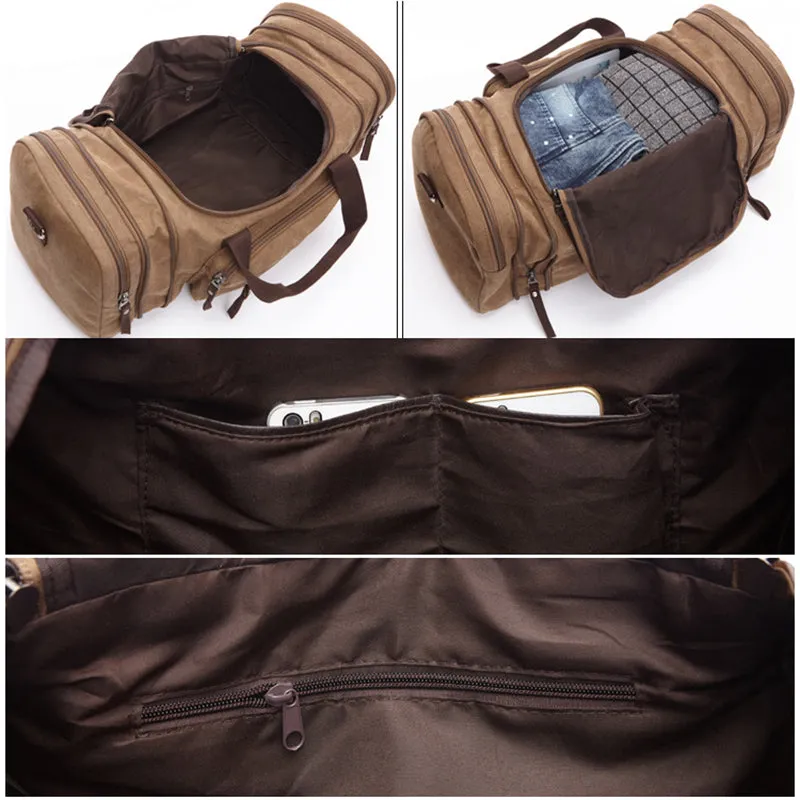 Canvas Travel Duffel Bag Canvas Weekend Bag Casual Carry On Bag For Men And Women